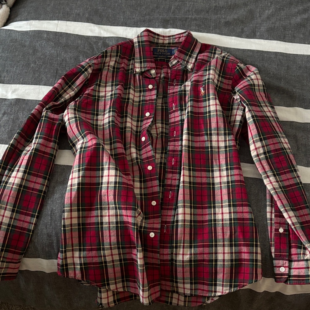 Polo by Ralph Lauren Men's Red and White Plaid Shirt